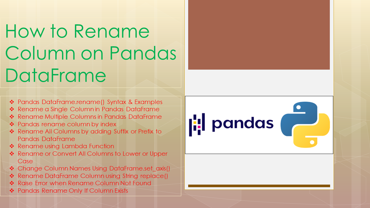 Read more about the article Pandas Rename Column with Examples