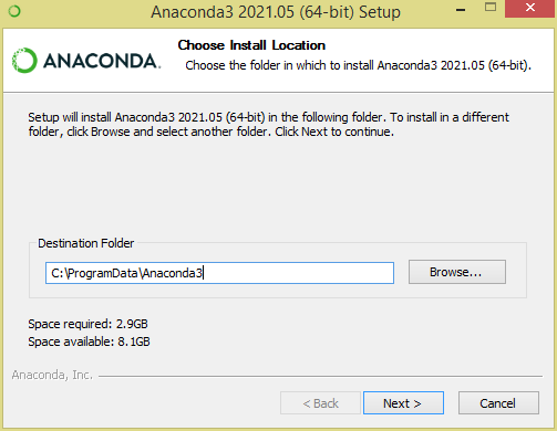 Custom anaconda install location 