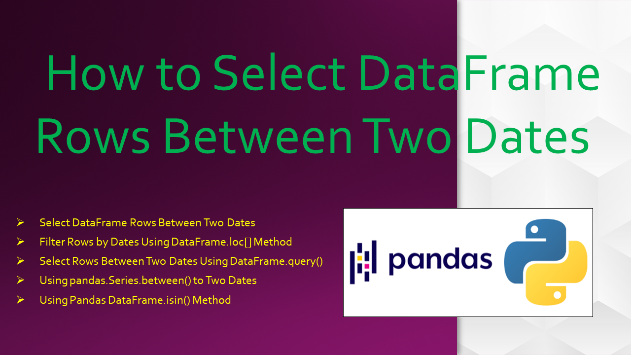 You are currently viewing Pandas Select DataFrame Rows Between Two Dates