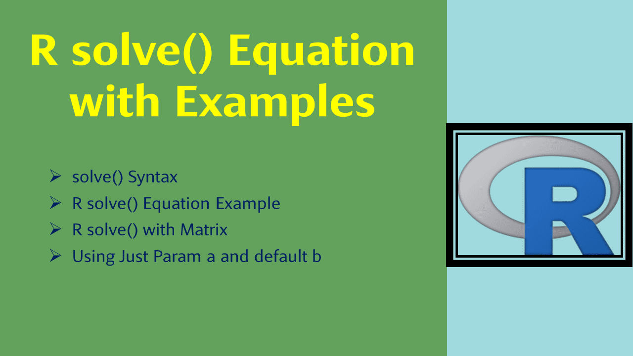 You are currently viewing R solve() Equation with Examples