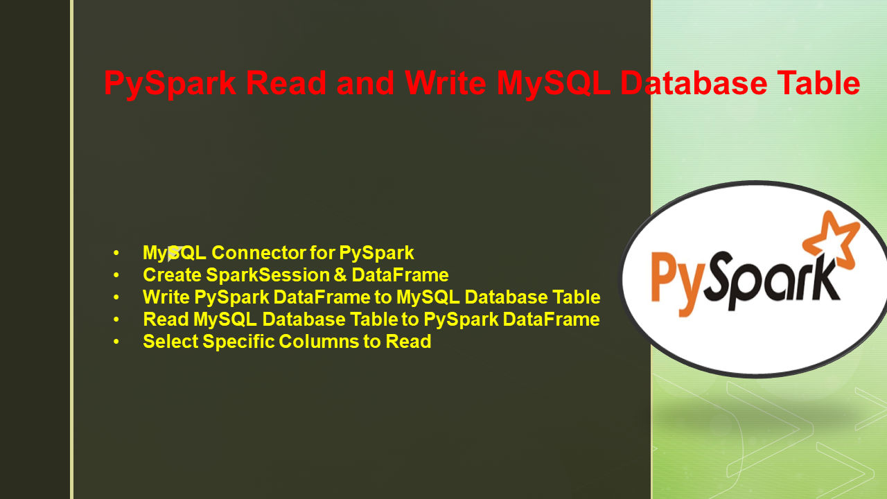 You are currently viewing PySpark Read and Write MySQL Database Table