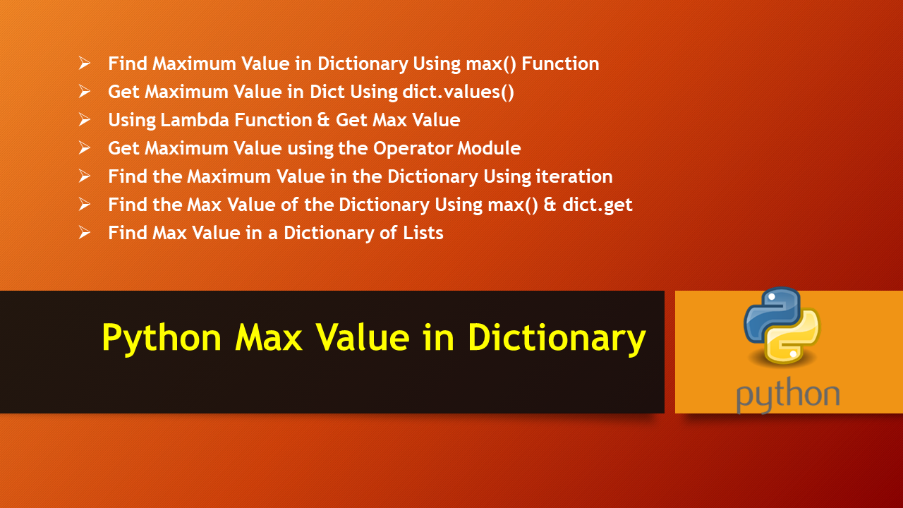 Read more about the article Python Max Value in Dictionary